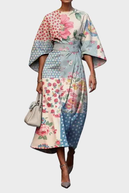 Moxlan - Blumenkleid mit fliessendem Rock