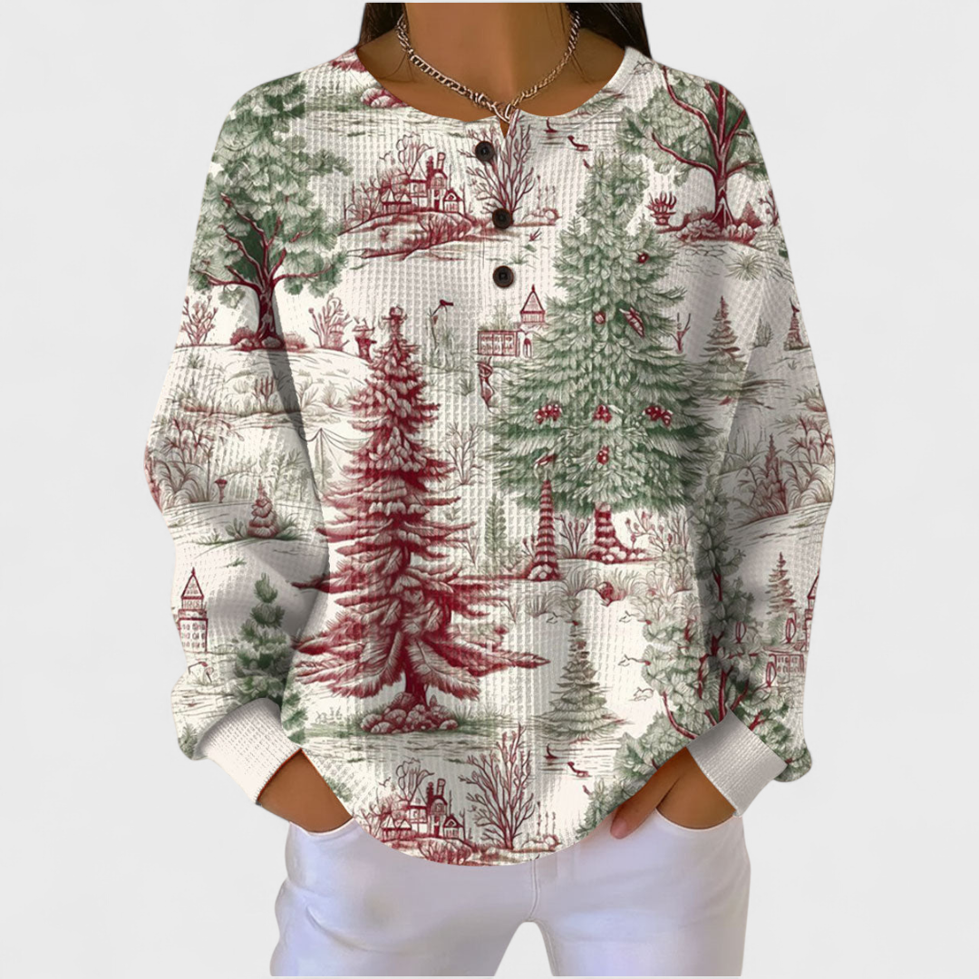 Sweatshirt Damen Naturmotiv Bedruckt Langarm Rundhals – Louna
