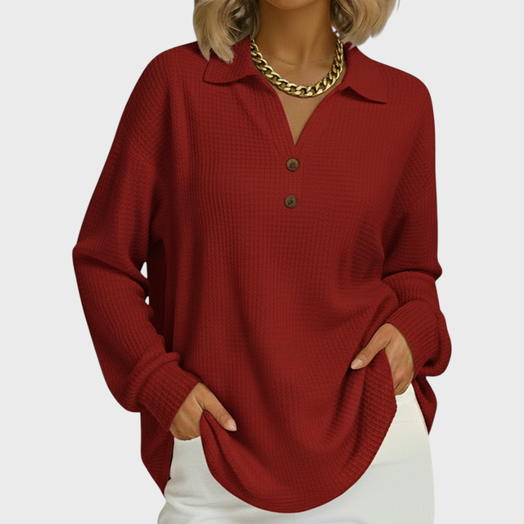 Sweatshirt Damen Bedruckt Warm Rot Schwarz Weiss – Laura