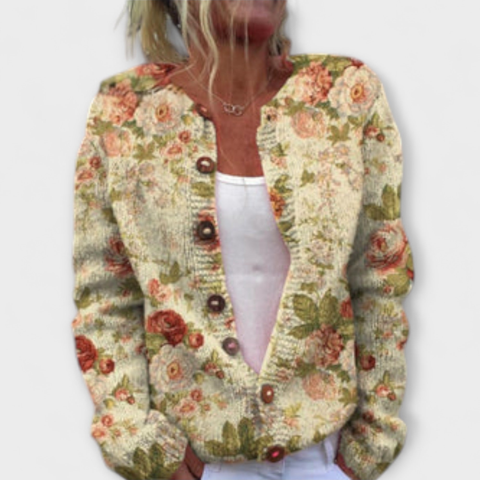 Leya – Verspielter Strick im Blumendesign