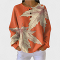 Sweatshirt Damen Orange Bedruckt Warm Gefüttert – Manon