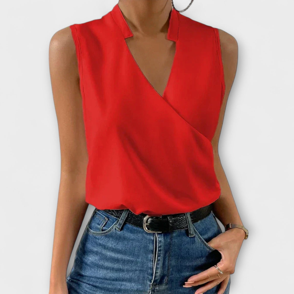 Sommertop Damen V-Ausschnitt Blumenmuster Weiss Blau Schwarz