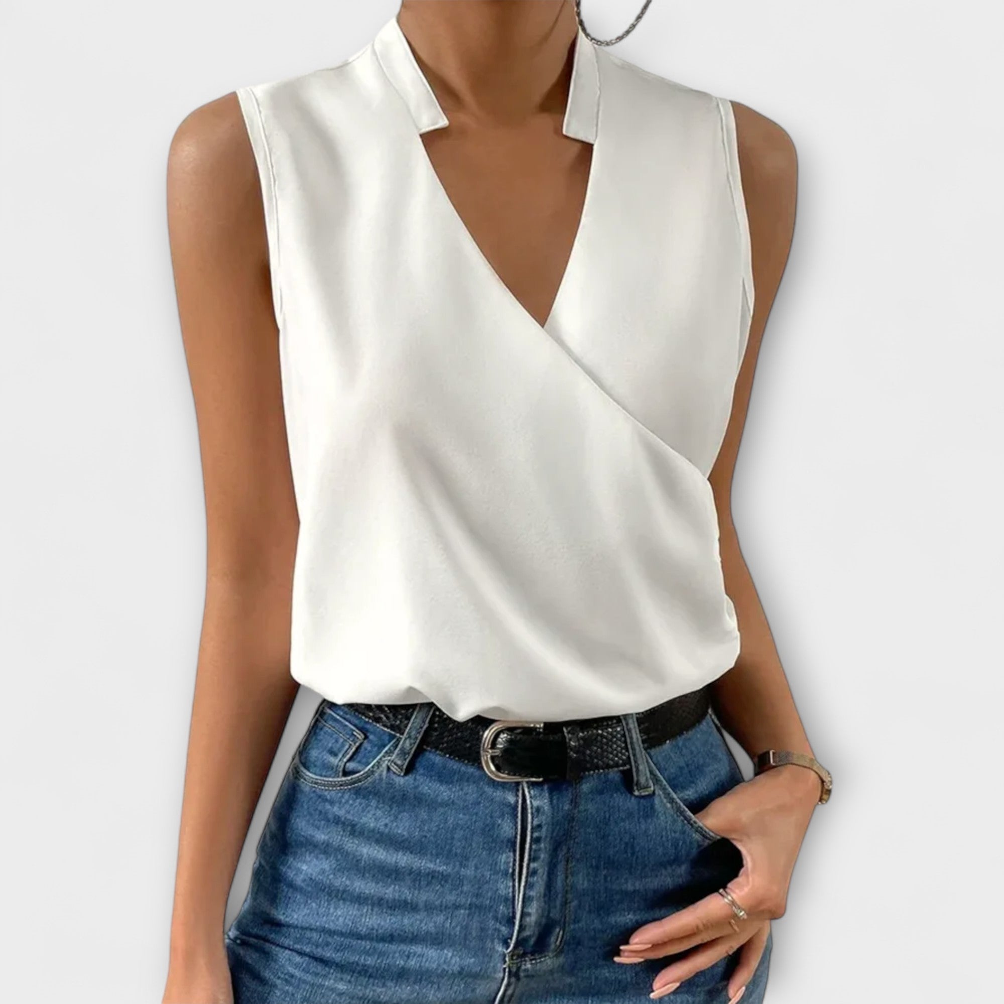 Sommertop Damen V-Ausschnitt Blumenmuster Weiss Blau Schwarz