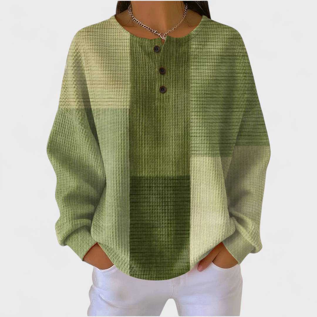Sweatshirt Damen Grün Bedruckt Weich Langarm – Nora