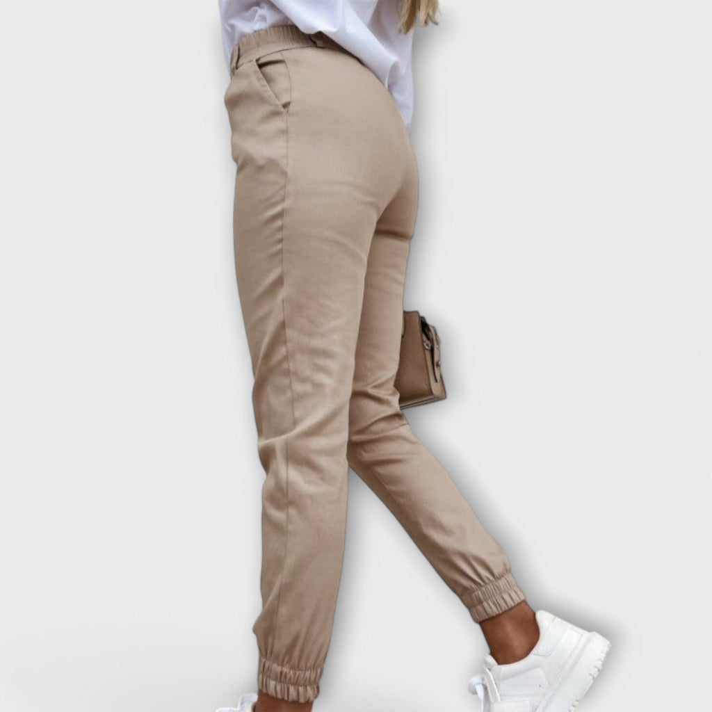 Stretchhose Damen Hoher Bund Formend Beige Schwarz Armeegrün – Melania