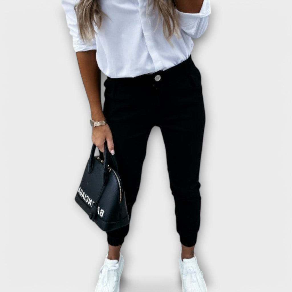 Stretchhose Damen Hoher Bund Formend Beige Schwarz Armeegrün – Melania