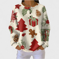 Sweatshirt Damen mehrfarbig gemustert lockere Passform weich – Olivia