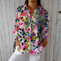 Sílvia - Handgemalte Blumenbluse