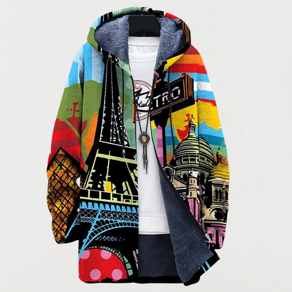 Helga - Kapuzenmantel mit Paris-Motiv
