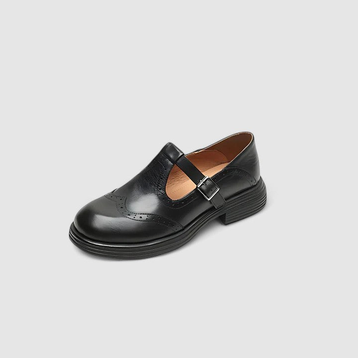 Spangenschuhe Damen Riemchen Blockabsatz Klassisch Braun Schwarz – Louisa