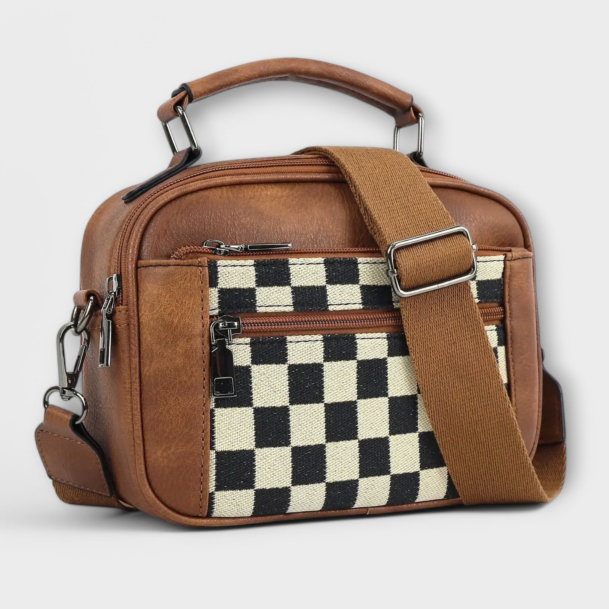 Handtasche Damen Gross Schultertasche Henkeltasche Schwarz Braun – Emilia