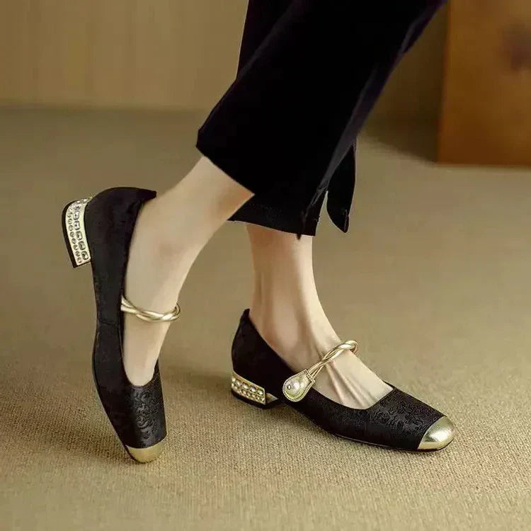Spangenschuhe Damen Orthopädisch Riemchen Komfortsohle Schwarz Beige – Daisy
