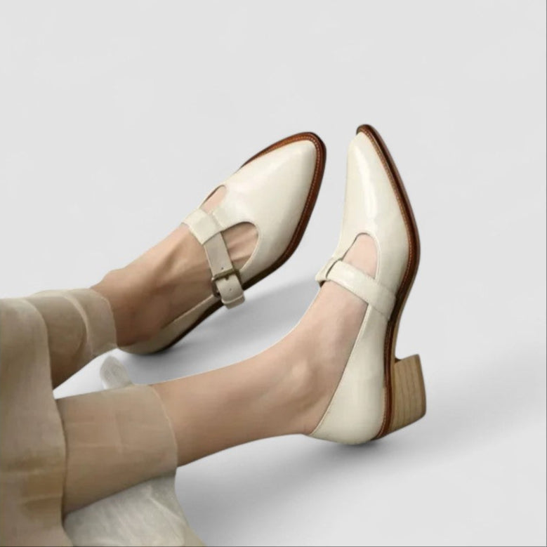Spangenschuhe Damen Orthopädisch Echtleder Spitze Zehenform Braun Beige – Mia