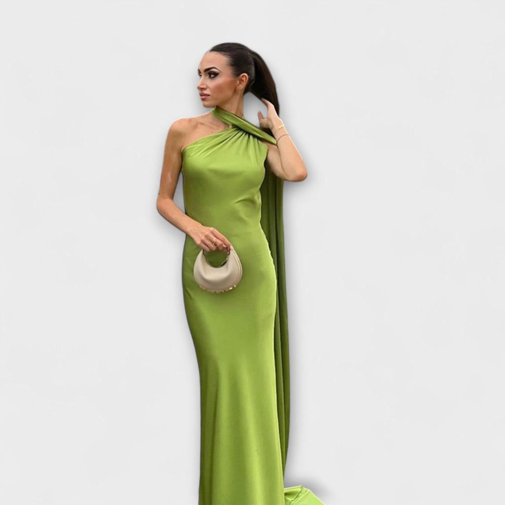 Schickes Off-Shoulder Halter Maxikleid