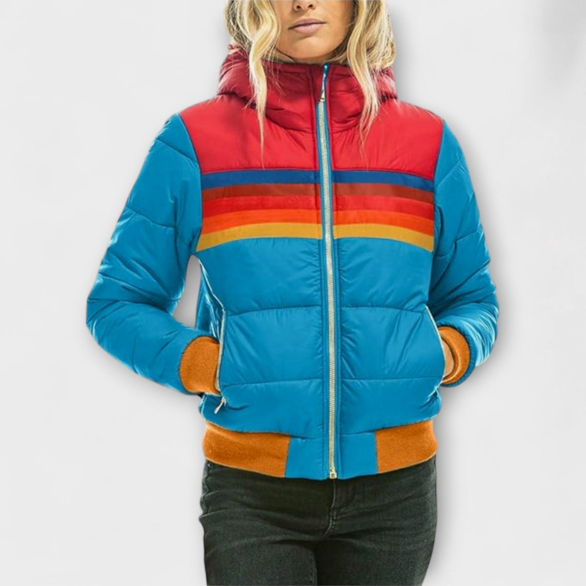 Parka Damen Kunstfellkapuze Retro Warm Marineblau Schwarz – Roswitha