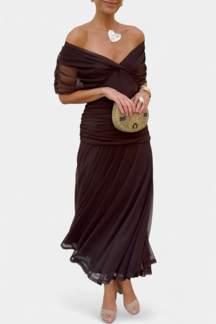 Magda - Langes Blumenkleid mit V-Ausschnitt