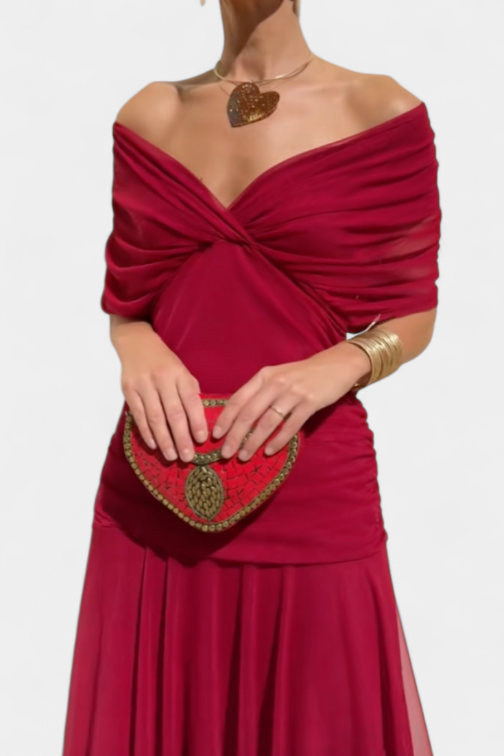 Magda - Langes Blumenkleid mit V-Ausschnitt