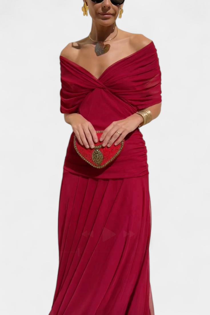 Magda - Langes Blumenkleid mit V-Ausschnitt