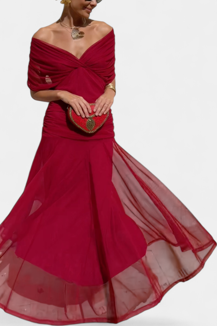 Magda - Langes Blumenkleid mit V-Ausschnitt