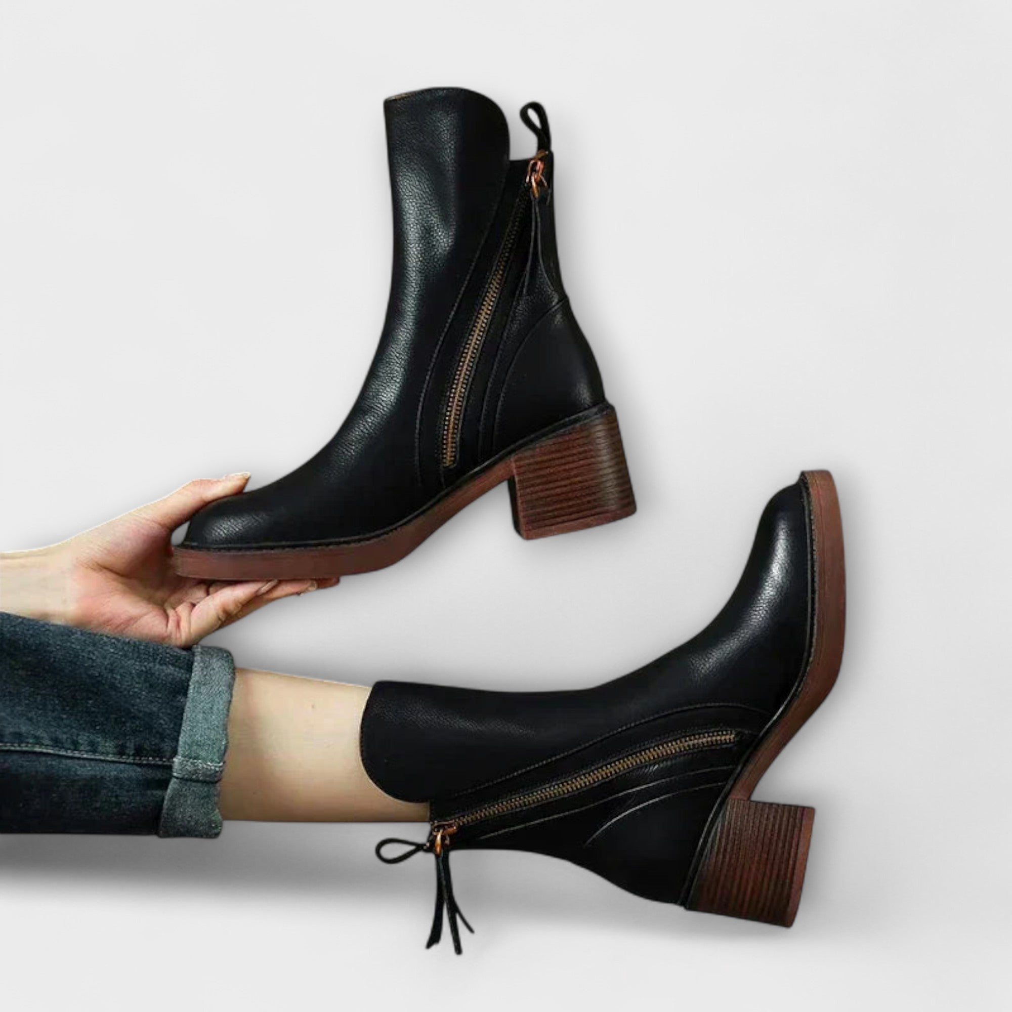 Milana - Lederstiefel mit mittelhohem Absatz