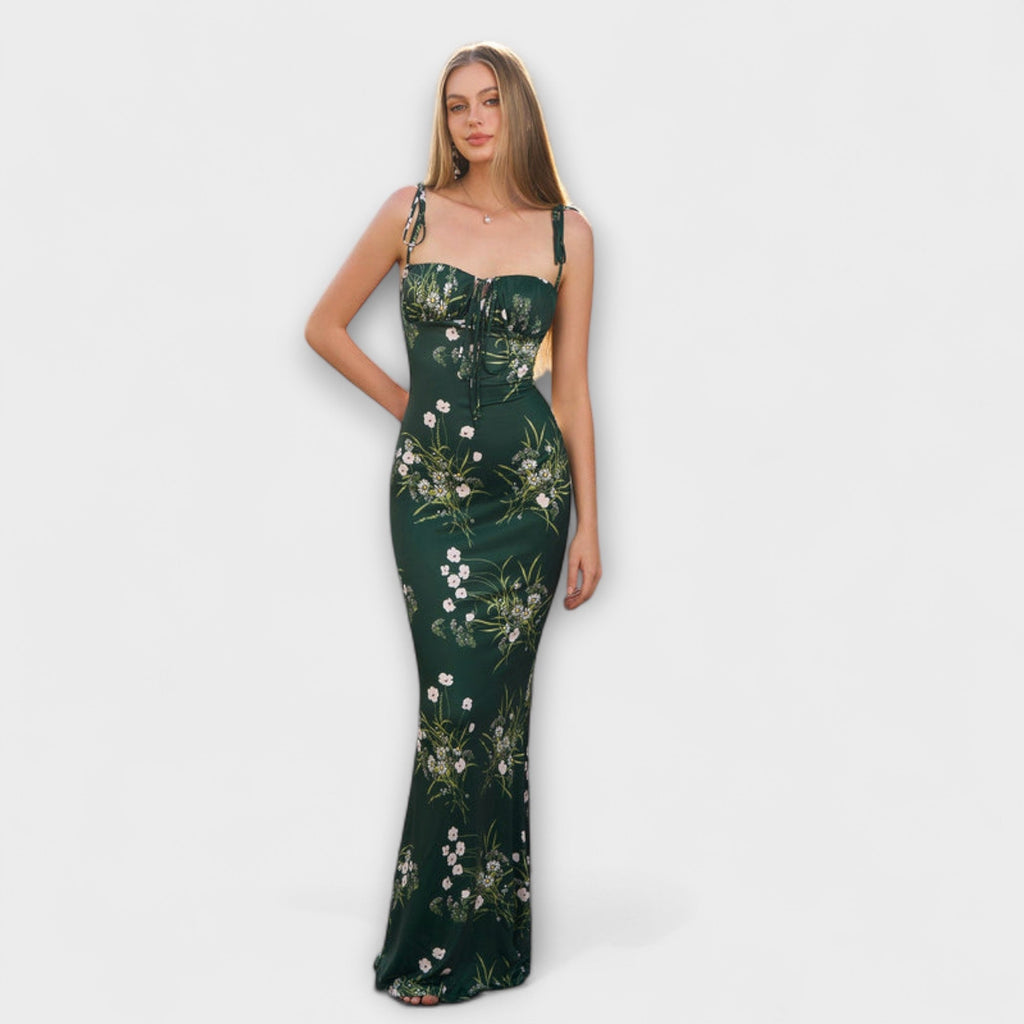 Thalia - Floral Print Prom Dress mit gebundenen Schulterträgern