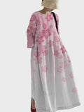 Sommerkleid Damen in Weiss mit rosa Blumen weiter Schnitt leicht