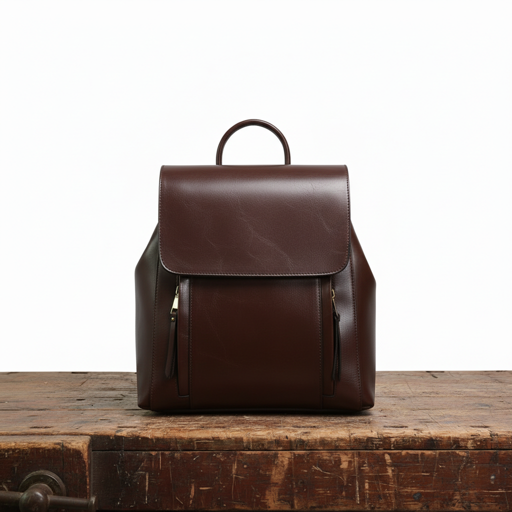Lederrucksack Damen Echtleder Laptopfach 15,6 Zoll Karamell Dunkelbraun Schwarz – Theo