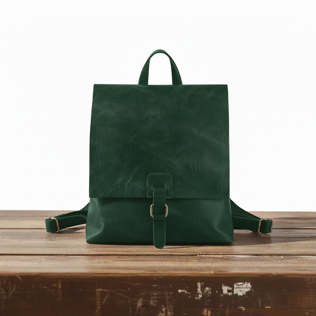 Rucksack Damen Leder Wandelbar zur Umhängetasche Vintage-Look Karamell Grün Blau – Mats