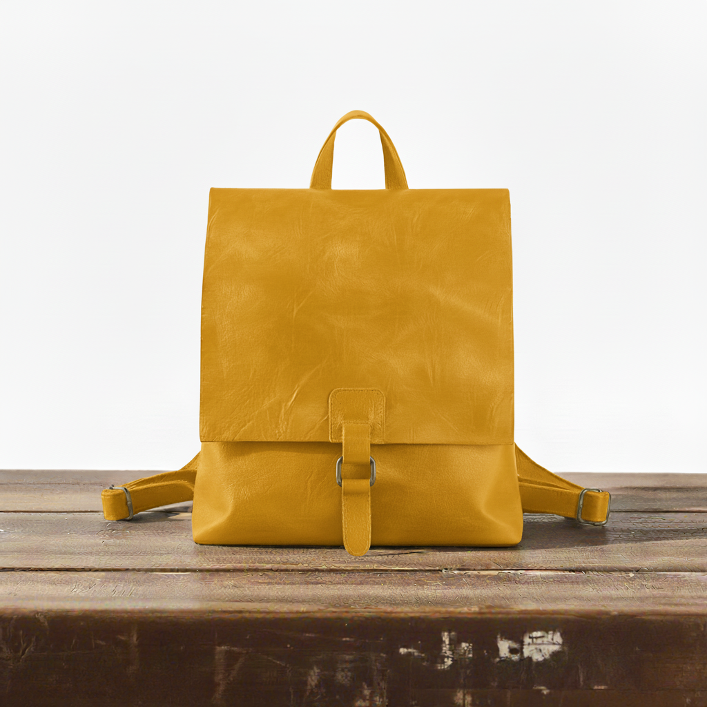 Rucksack Damen Leder Wandelbar zur Umhängetasche Vintage-Look Karamell Grün Blau – Mats