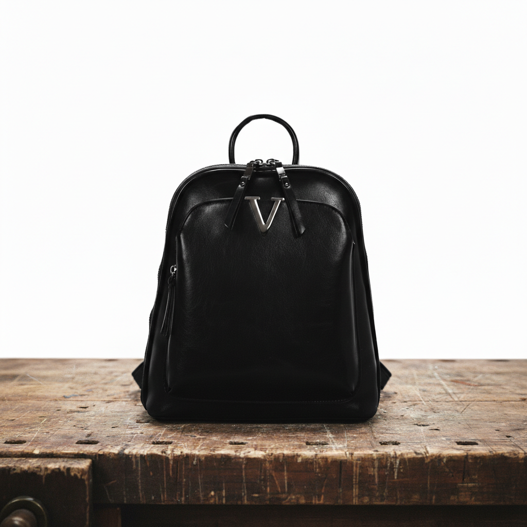 Rucksack Damen Leder Doppelter Reissverschluss mit Schloss Dunkelbraun Schwarz Rot – Alex