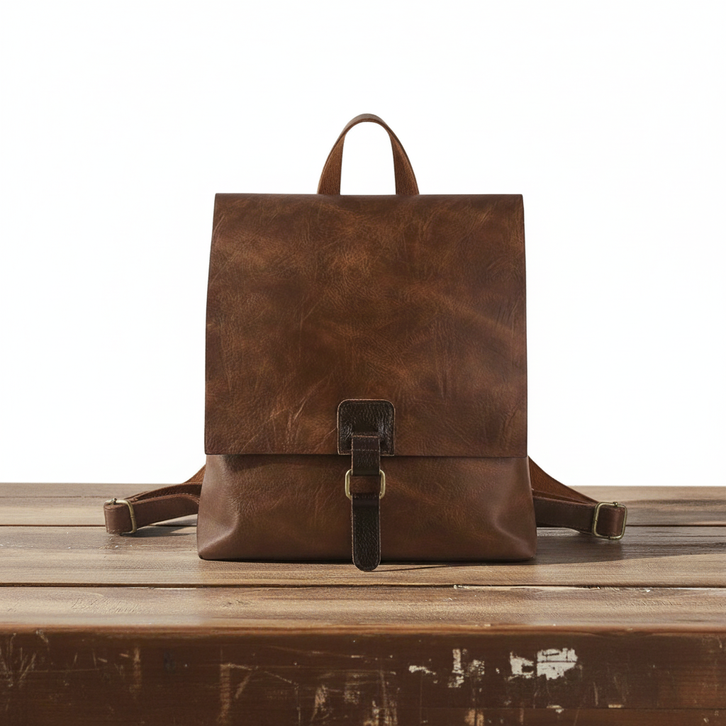 Rucksack Damen Leder Wandelbar zur Umhängetasche Vintage-Look Karamell Grün Blau – Mats