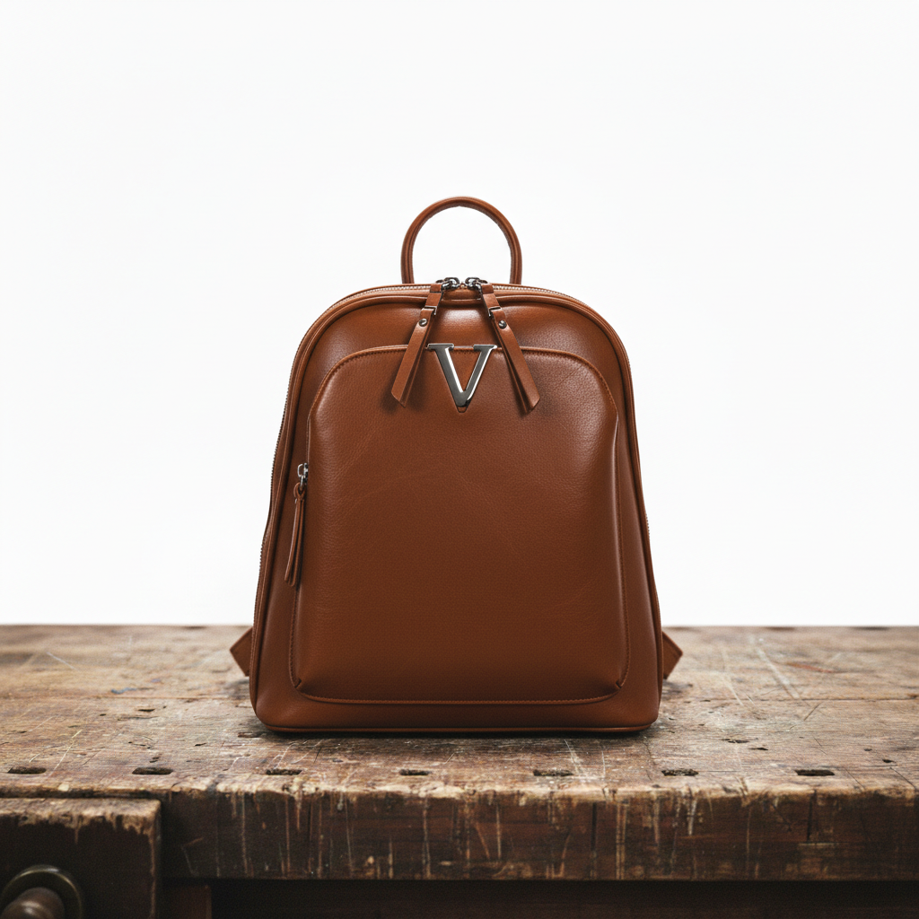 Rucksack Damen Leder Doppelter Reissverschluss mit Schloss Dunkelbraun Schwarz Rot – Alex