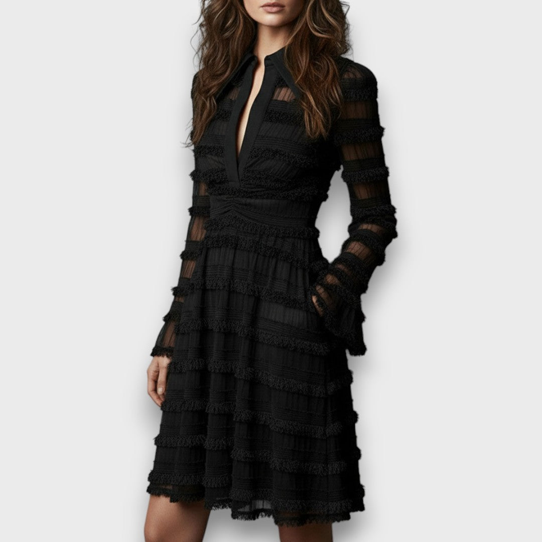 Paulina - Transparentes Midikleid mit Fransen