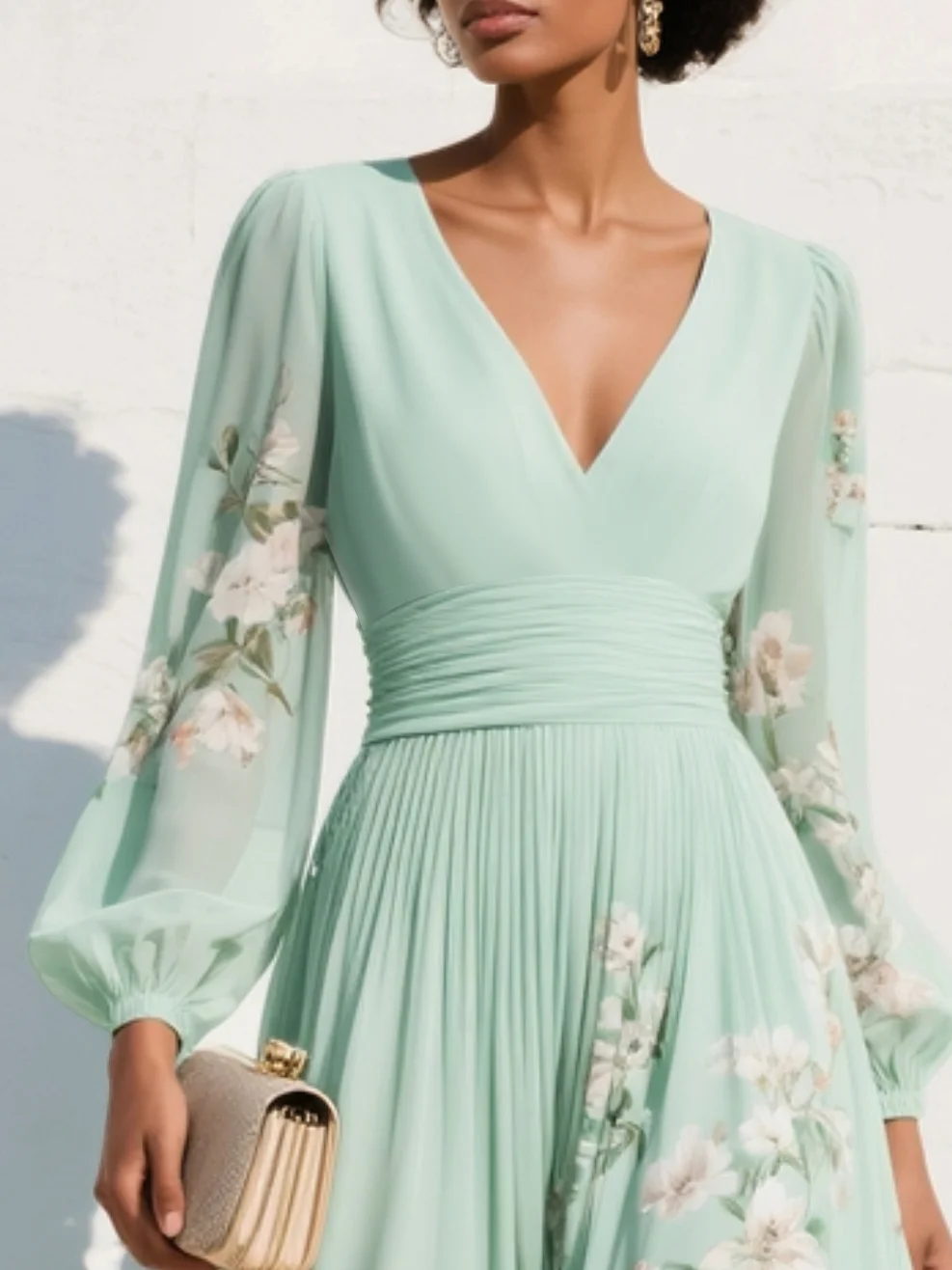 Lucija - Mintgrünes Midikleid aus Chiffon