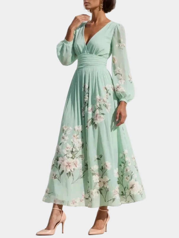 Lucija - Mintgrünes Midikleid aus Chiffon