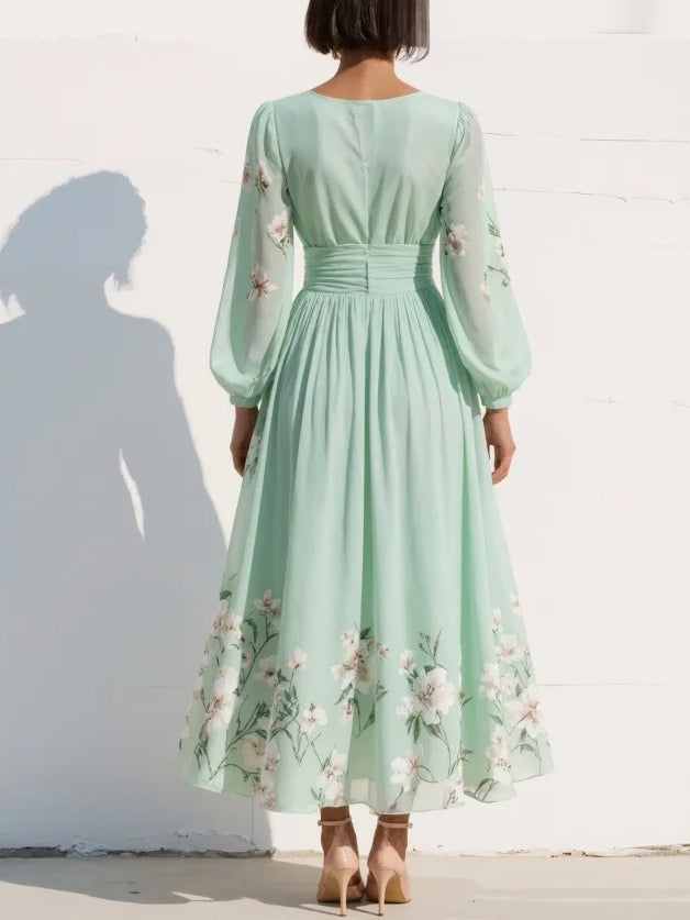 Lucija - Mintgrünes Midikleid aus Chiffon