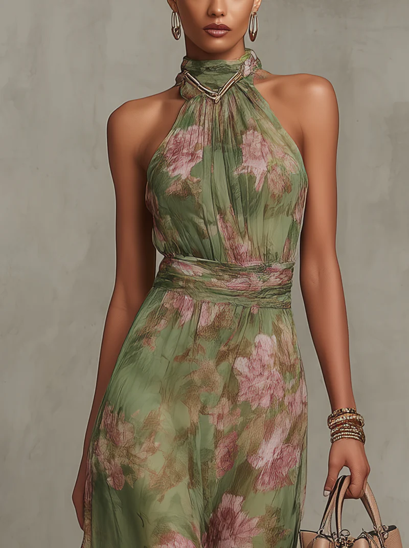 Livia - Maxikleid mit Neckholder und Blumenmuster