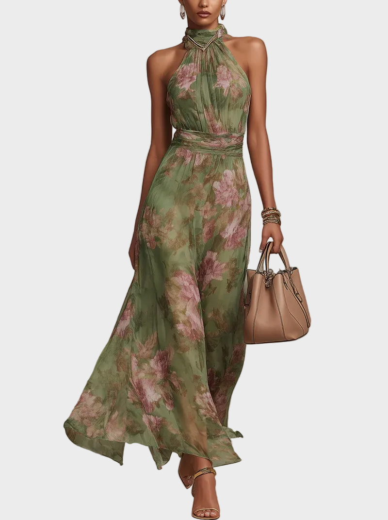 Livia - Maxikleid mit Neckholder und Blumenmuster