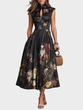 Elsa - Plissiertes Midikleid mit Blumenmuster