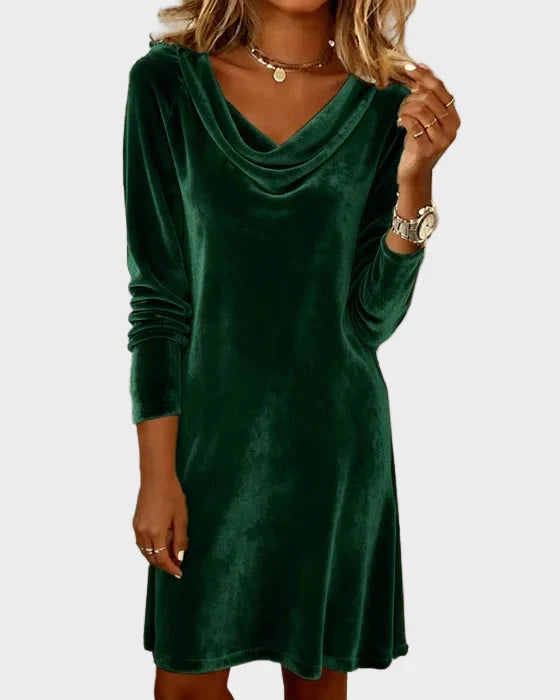 Frosina - Samtkleid mit Wasserfallausschnitt