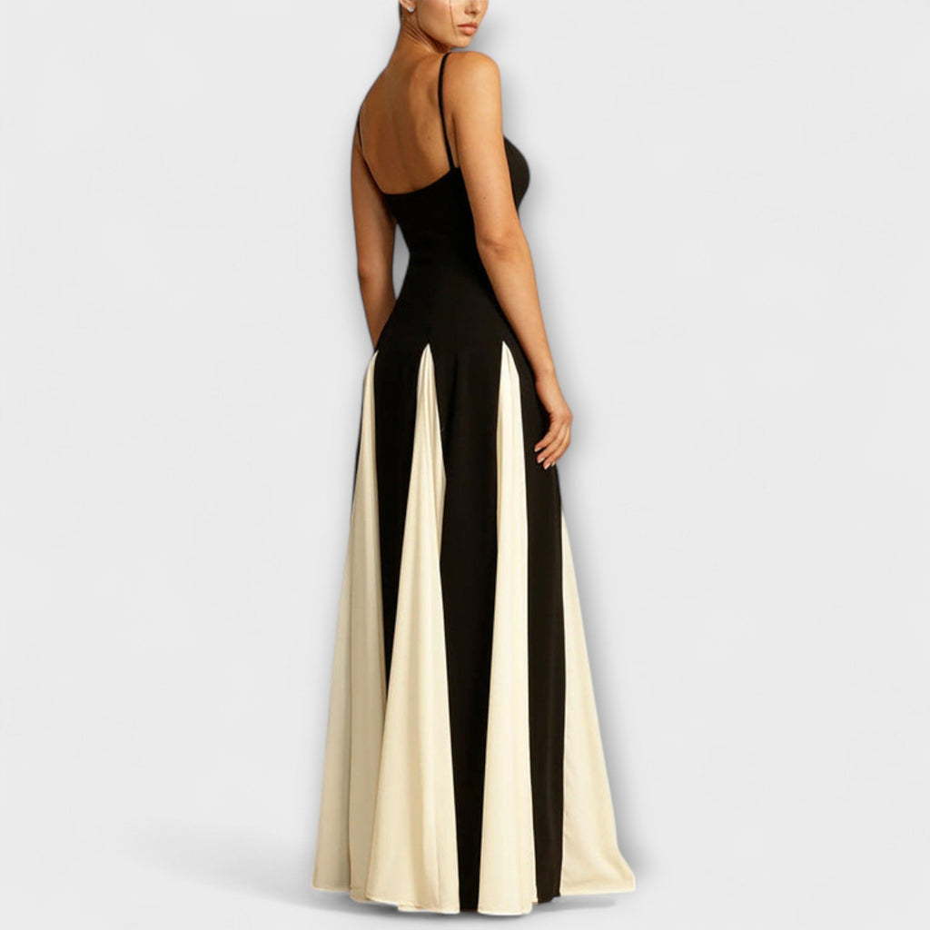 Ember - Klassische Eleganz A-Linie Maxi Kleid mit Tüllpaneelen