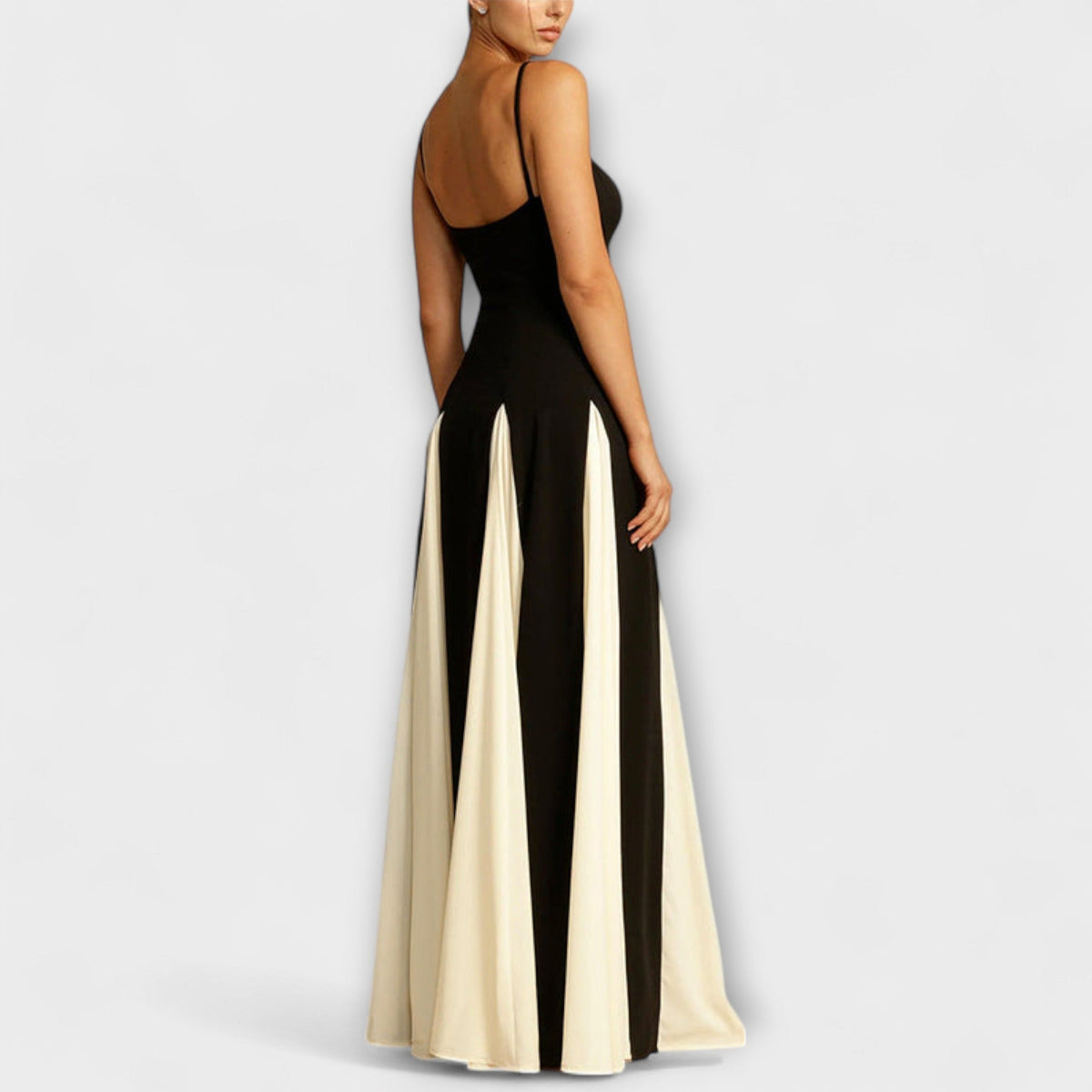 Ember - Klassische Eleganz A-Linie Maxi Kleid mit Tüllpaneelen