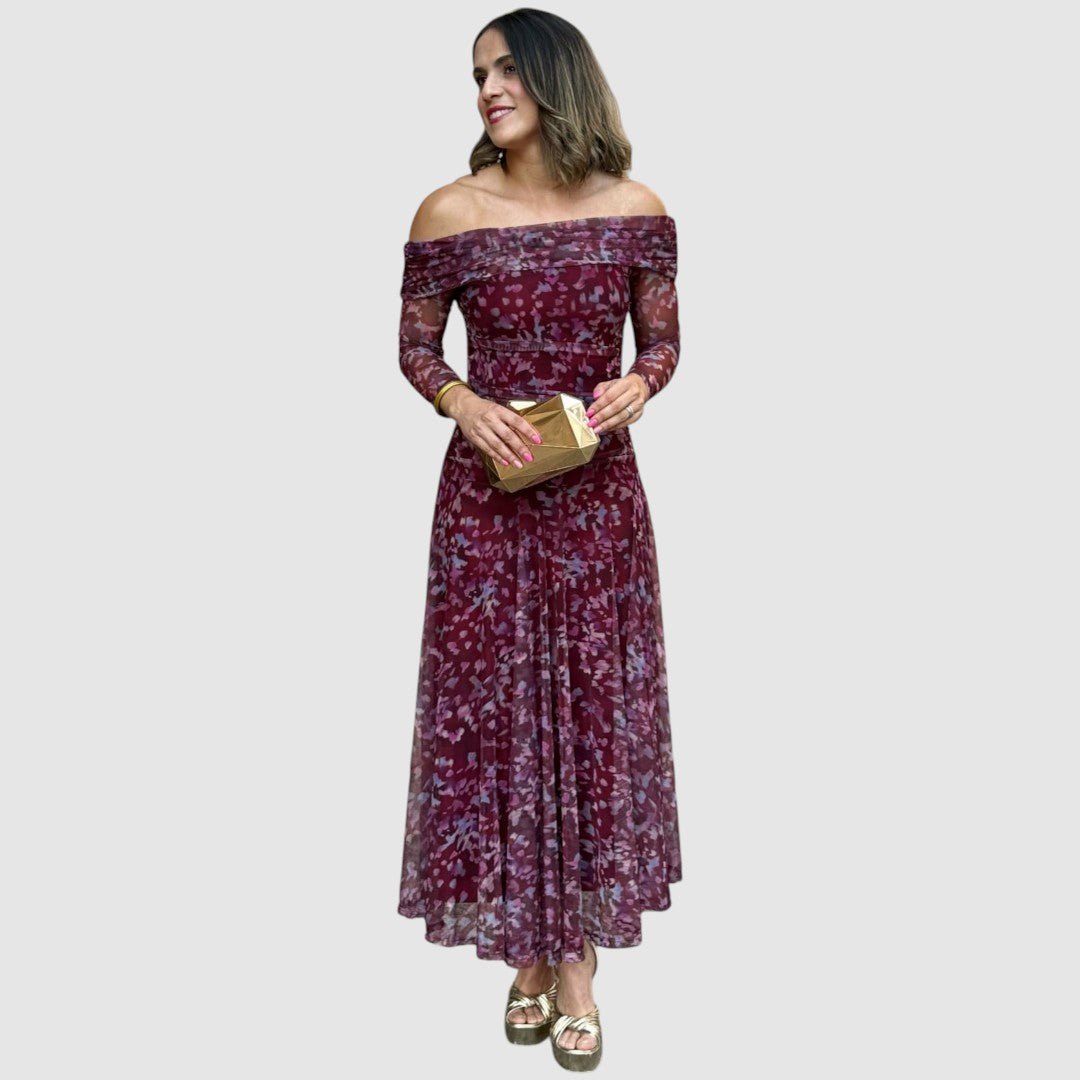 Dana - Off-Shoulder-Abendkleid mit Blumenmuster