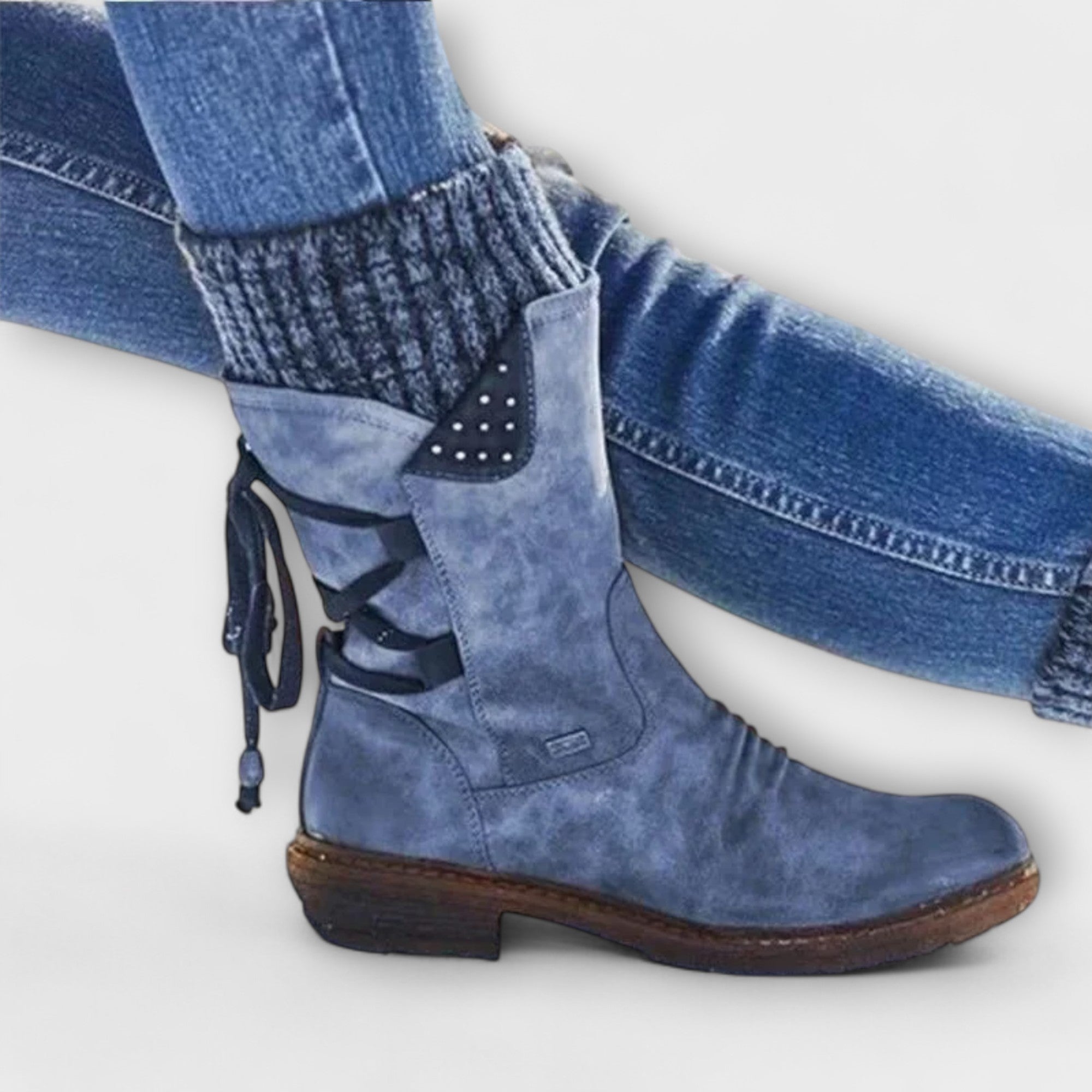 Winterstiefel Damen Orthopädisch Warm Gefüttert Grau Blau Schwarz