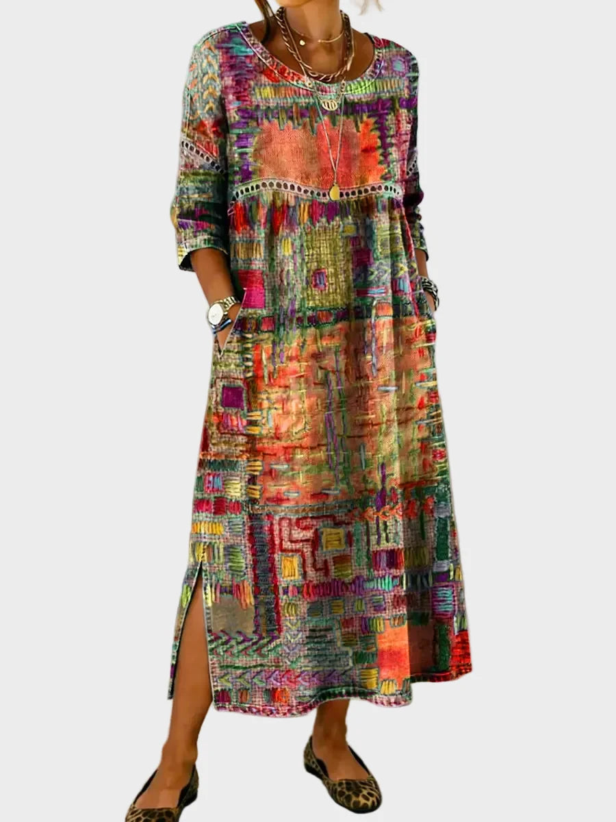 Inaya - Jeanskleid mit Ethno-Patchwork