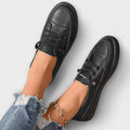 Sneaker Damen Orthopädisch Fussbett Schnürung Schwarz Beige – Krizzy