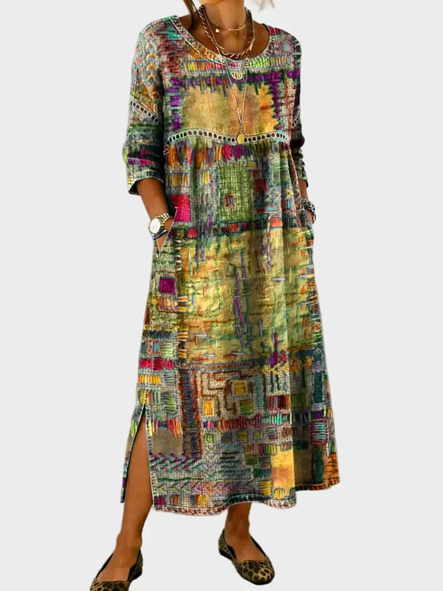 Inaya - Jeanskleid mit Ethno-Patchwork