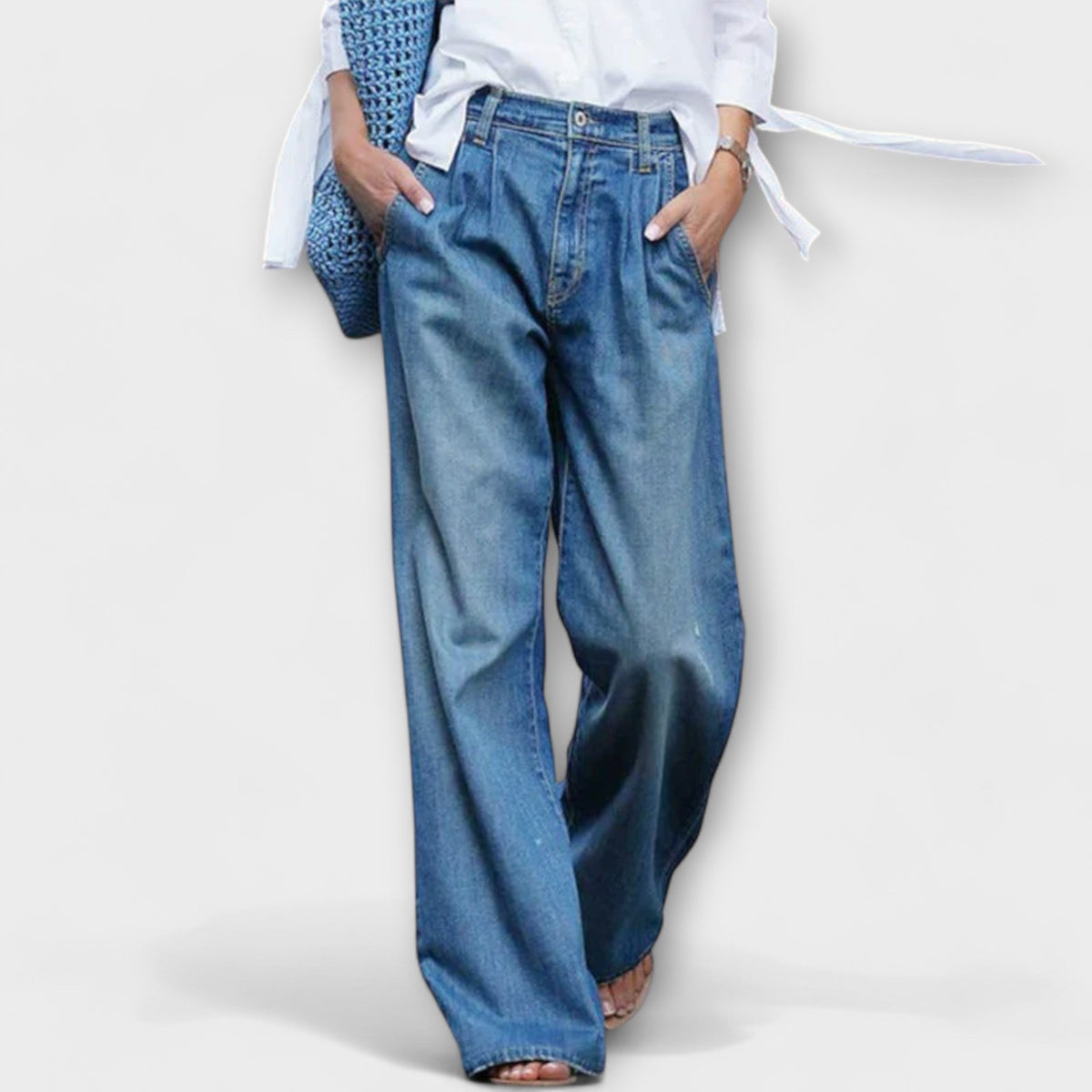 Jeans Damen Weites Bein Hoher Bund Lockerer Schnitt – Ava