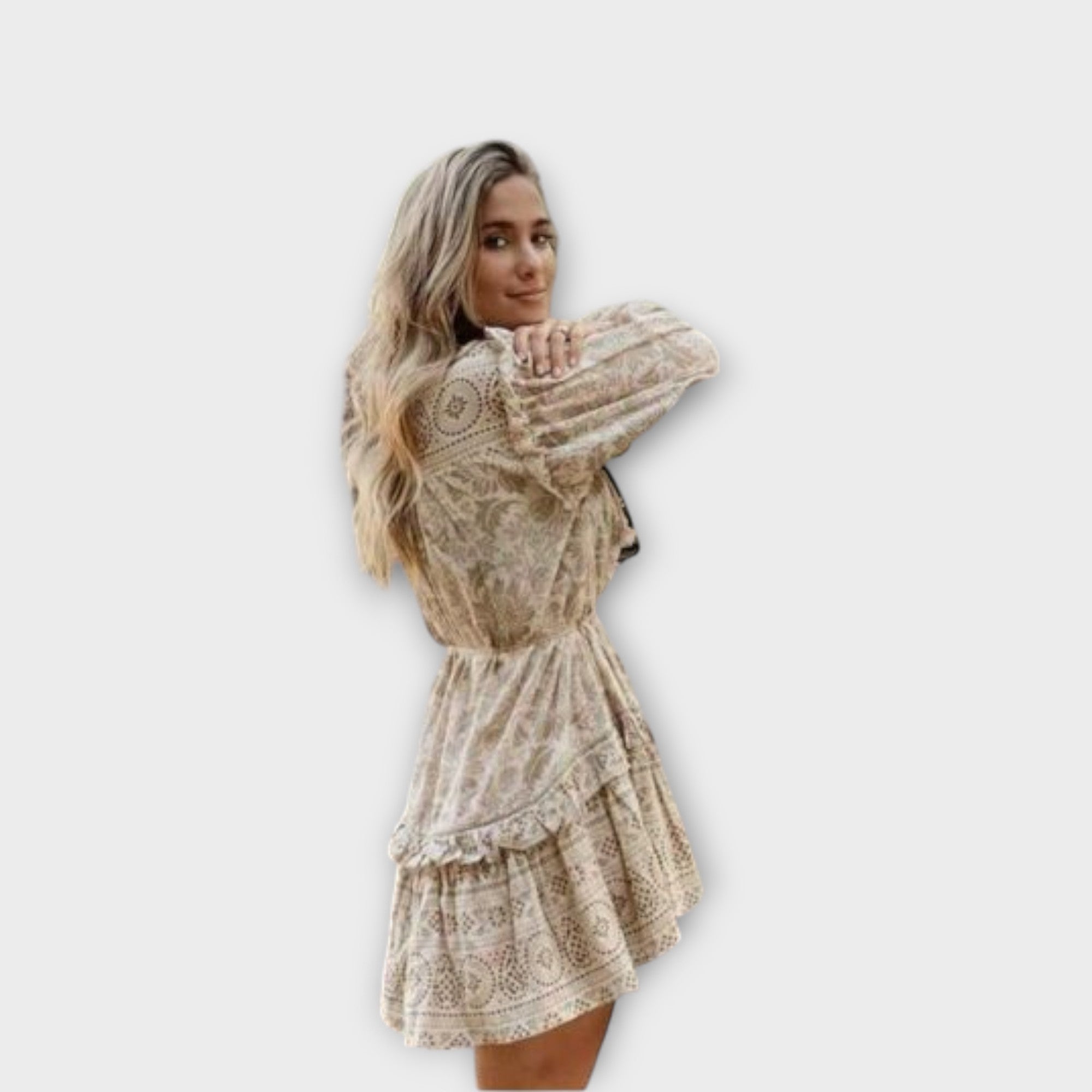 Minikleid Damen Boho Lockere Passform Kurzarm – Miliani
