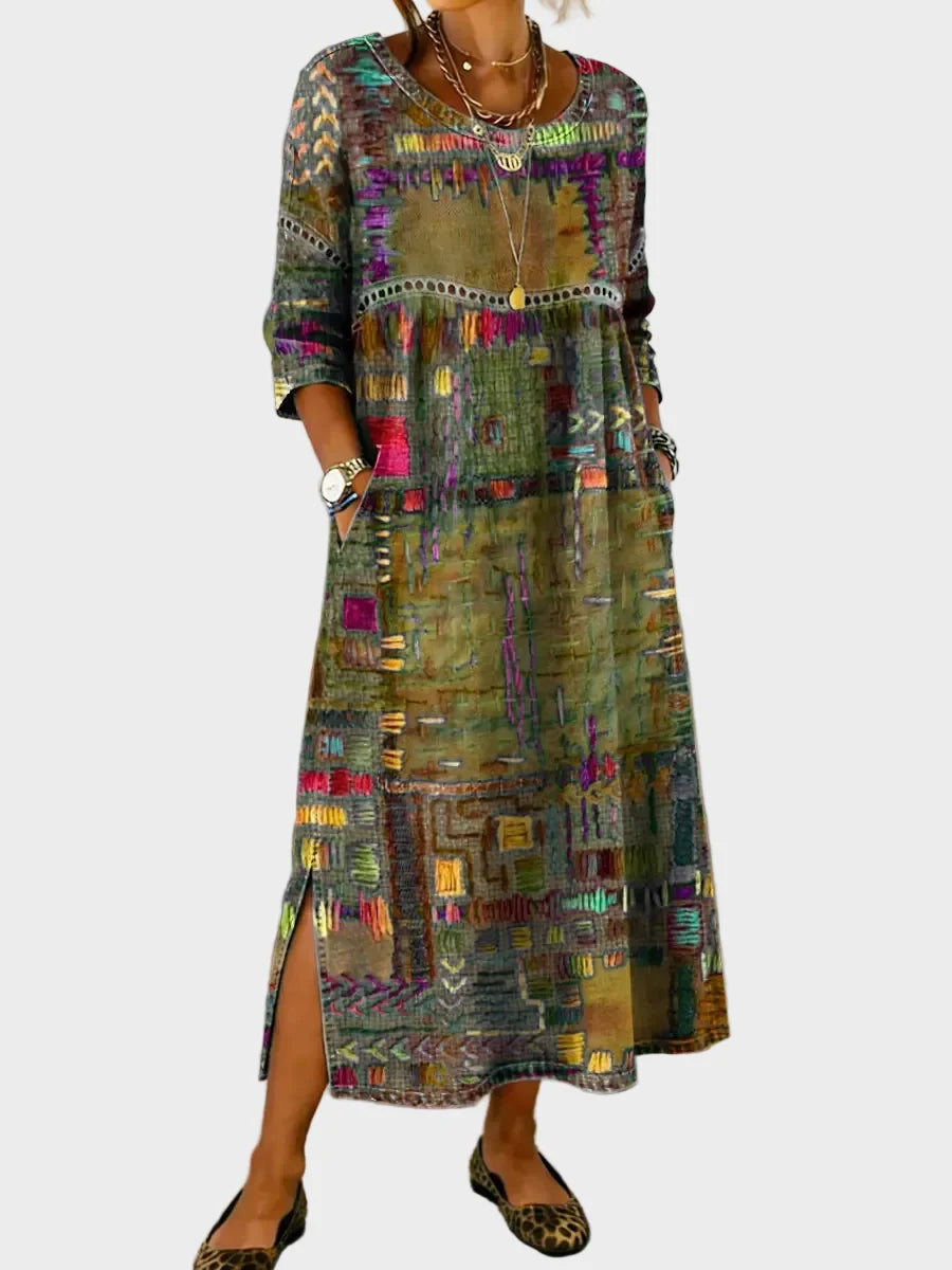 Inaya - Jeanskleid mit Ethno-Patchwork
